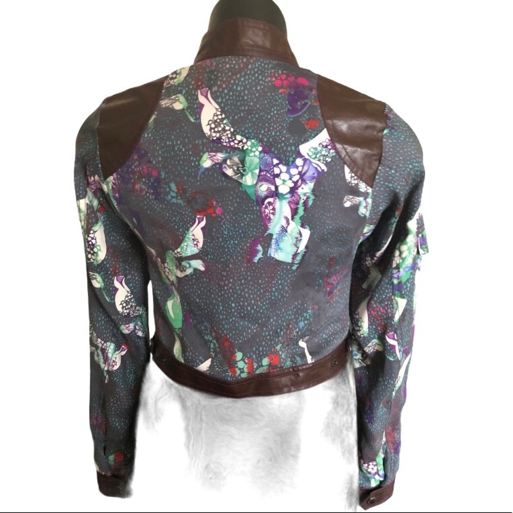 Custo Barcelona Silk Blend Crop Jacket Sz 8 - Picture 4 of 14